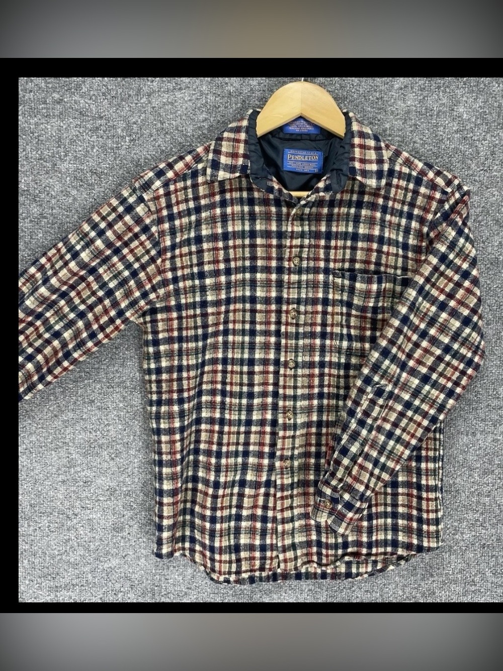 Pendleton Flannel Shirt Men’s Small * Plaid Multicolor 100% Virgin Wool Red/Tan